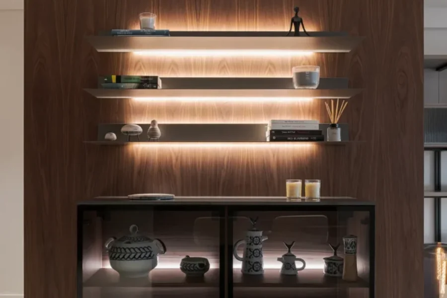 Cocina abierta al salón en gris visón y nogal Cocina abierta al salón en gris visón y nogal