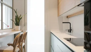 Cocina en verde y roble